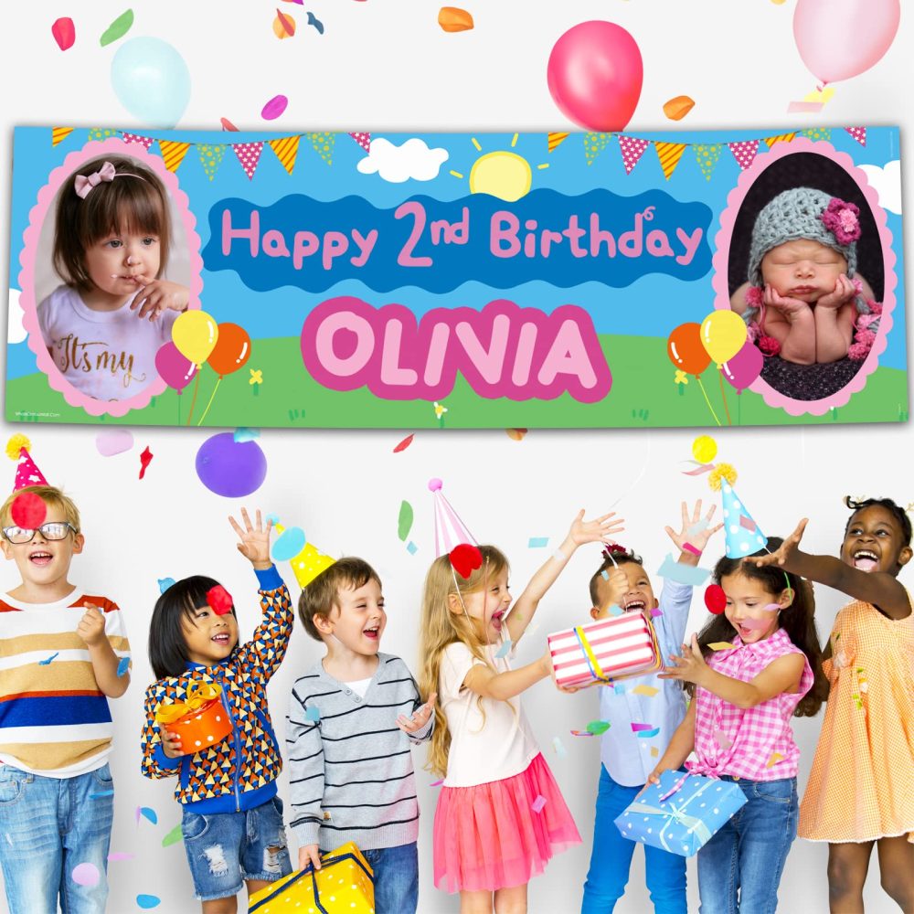 1 x 6FT Large Banner | Personalised Happy Birthday Photo Banners | Personalised Banners Birthday | Birthday Banners for Girls | Birthday Banners for Boys | Kids Party Decorations | Pink Blue - Image 5