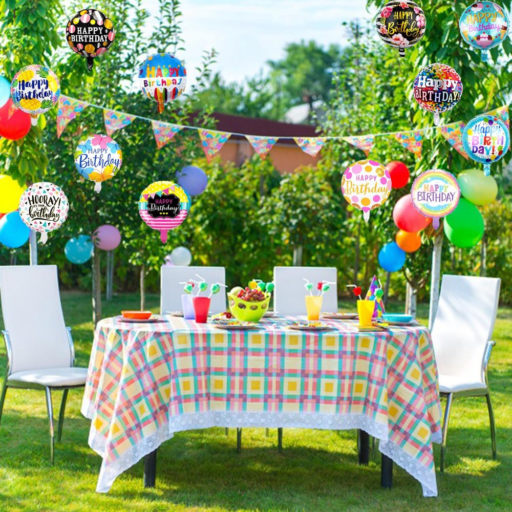36PCS Happy Birthday Foil Balloons, 18" Round Mylar Helium Balloon Floating Inflatable Birthday Balloons for Birthday Parties Baby Shower Decoration Supplies - Image 3