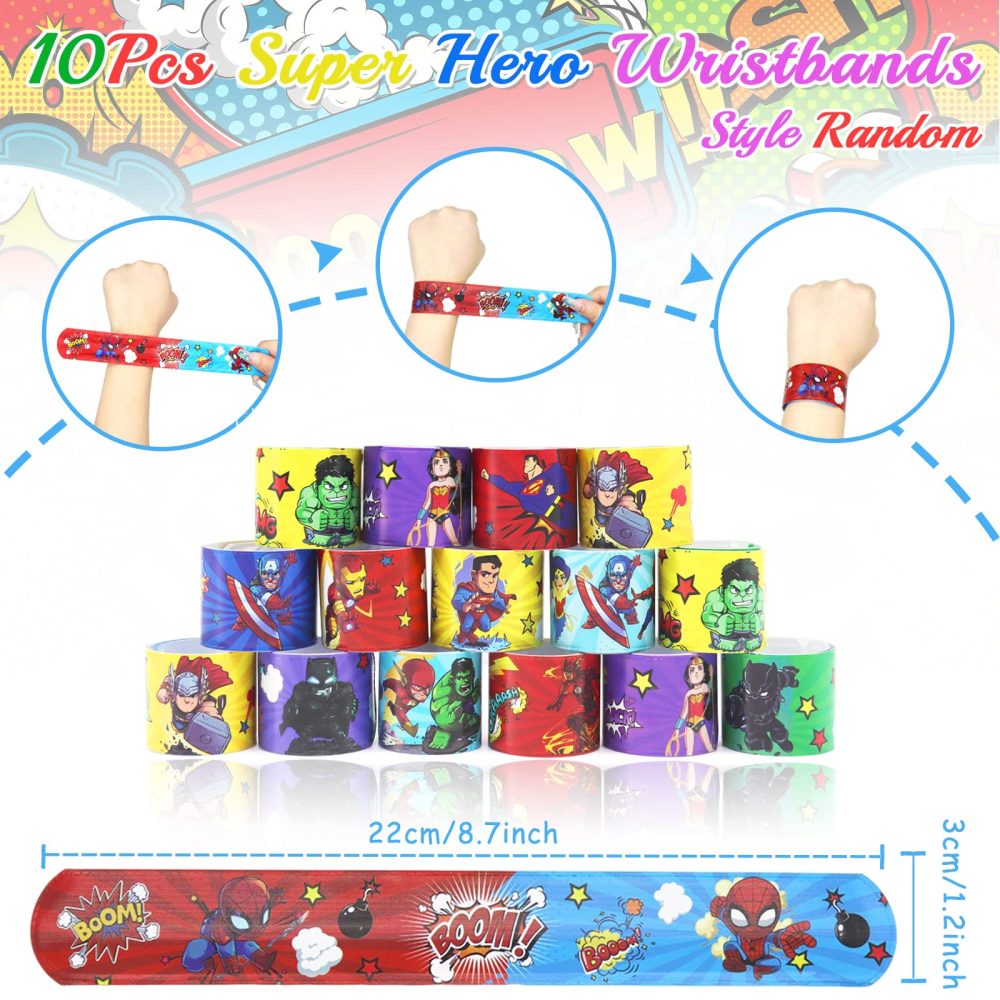 40Pcs Avenger Party Favors for Kids, Superhero Theme Party Supplies with Slap Bracelets Keychain Tattoos Stickers and Goodie Gift Bags Assorted Toys for Kids Boys Girls Birthday Party Decoration - Image 7