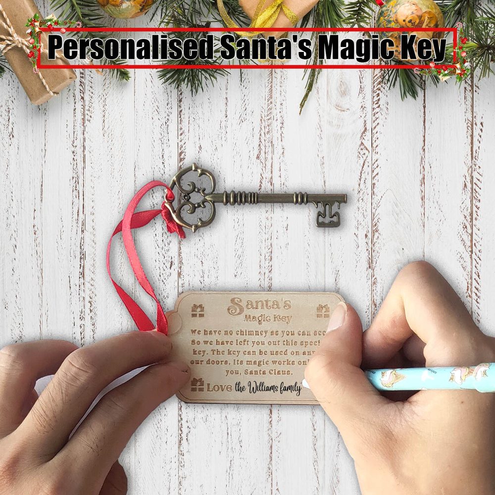 PopManko Personalised Santa Key Christmas Santas Magic Key, Christmas Eve Tradition No Chimney handmade Christmas Eve Box Fillers Gift for Kids - Image 5