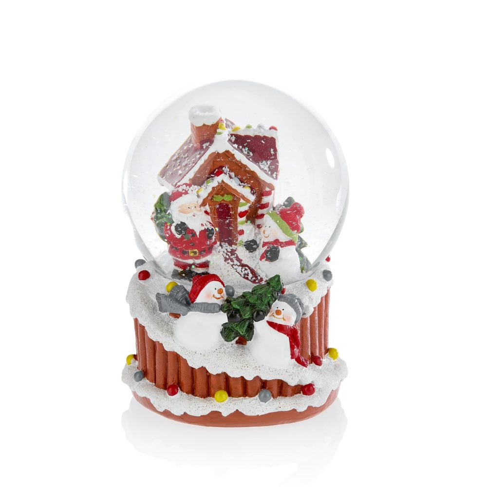 Celebright Christmas Musical Snow Globe - Plays 8 Songs Including Jingle Bells & Lights Up With Changing LED Colours - Large 14cm (Gingerbread House)