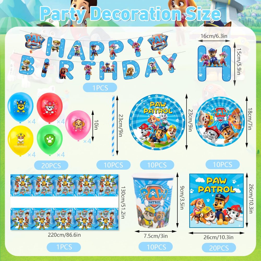 WD1. yumcute 82Pcs Supplies Set+Party Ballons, Party Tableware Set, Reusable Birthday Party Paper Plates Cups Napkins and Tablecloth Sets Kids Birthday Decorations for 20 Guests - Image 4