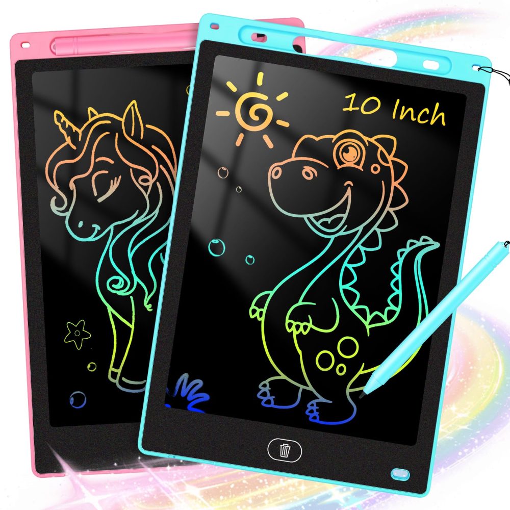 KTEBO 2 Pack 10 Inch Drawing Pad, LCD Drawing Tablet for Kids Travel Games Activity, Stocking Fillers for Kids