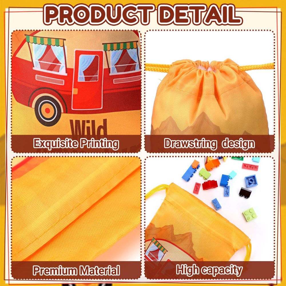 Cunno 24 Pieces Camping Party Favor Bags Camping Gift Treat Bags Camper Theme Goodie Candy Bags Camping Adventure Drawstring Bags for Birthday Hiking Camp Adventure Party Supplies - Image 6