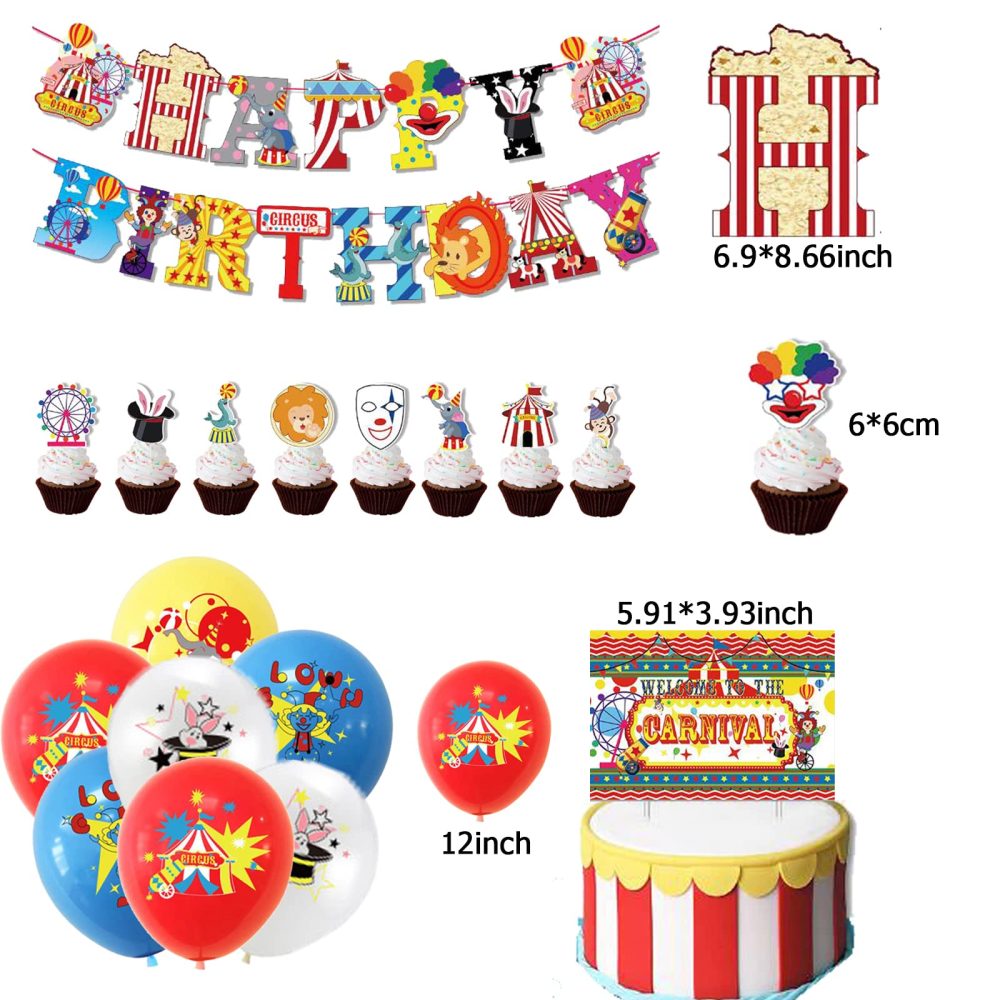Party Supplies Circus Balloons Circus Banner Happy Birthday Circus Birthday Cake Toppers Circus Animal Balloons Birthday Carnival Circus Birthday Decorations Clown Balloon Decorations - Image 6