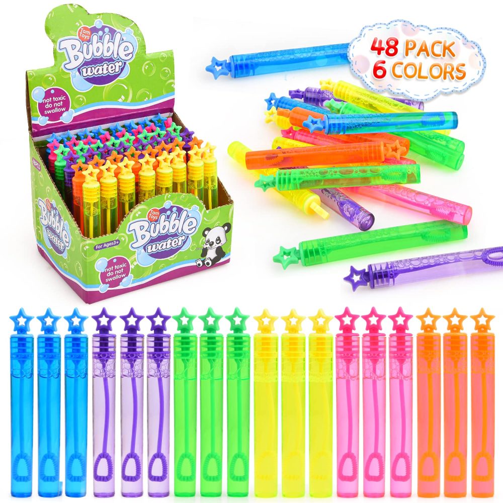 Fegalop 48PCS Mini Bubble Wand,Bubble Party Favors Assortment Toys,Themed Birthday, Halloween, Goodie Bags, Carnival Prizes, Wedding, Bubble Maker Toys for Kids,Outdoor Gifts for Girls & Boys