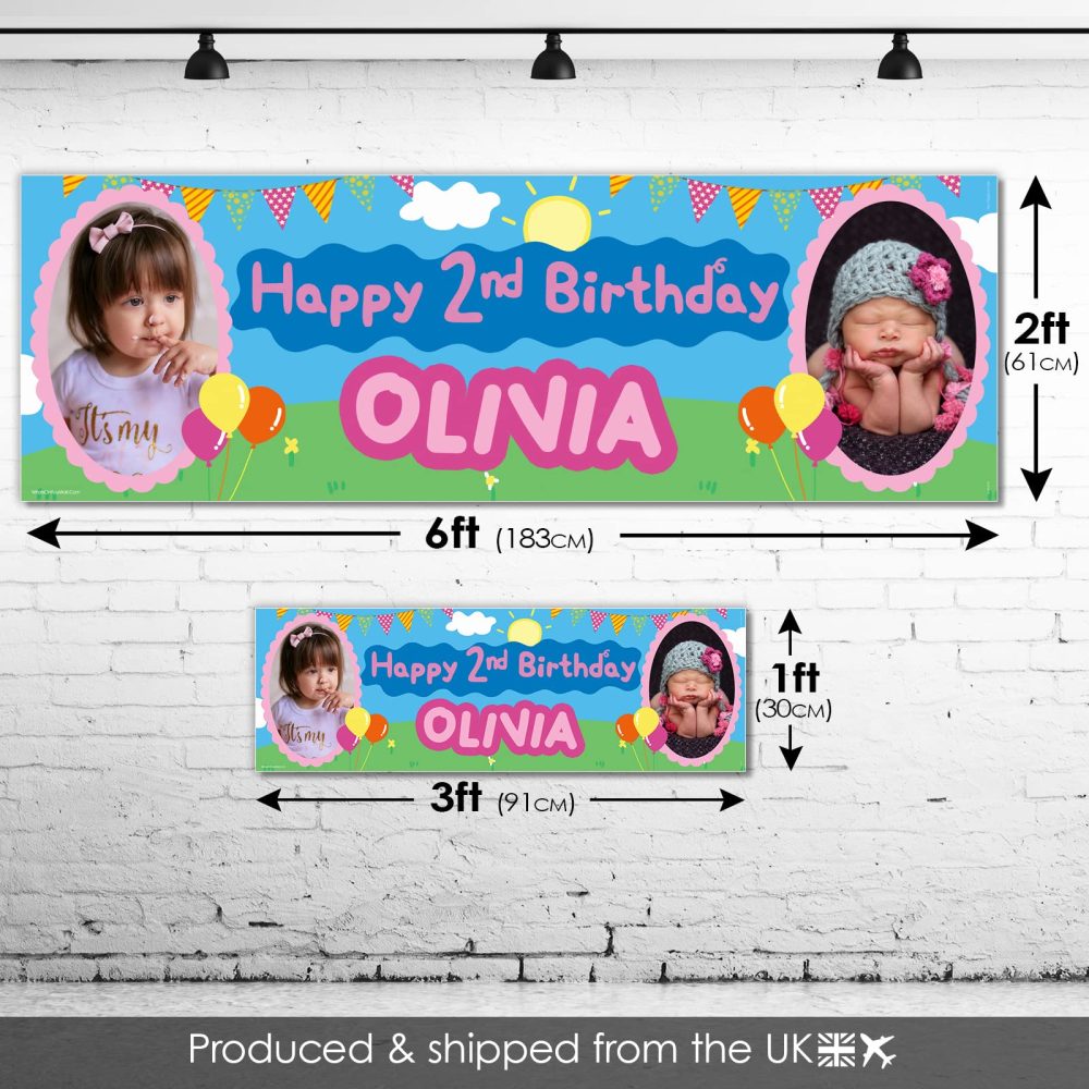 1 x 6FT Large Banner | Personalised Happy Birthday Photo Banners | Personalised Banners Birthday | Birthday Banners for Girls | Birthday Banners for Boys | Kids Party Decorations | Pink Blue - Image 3