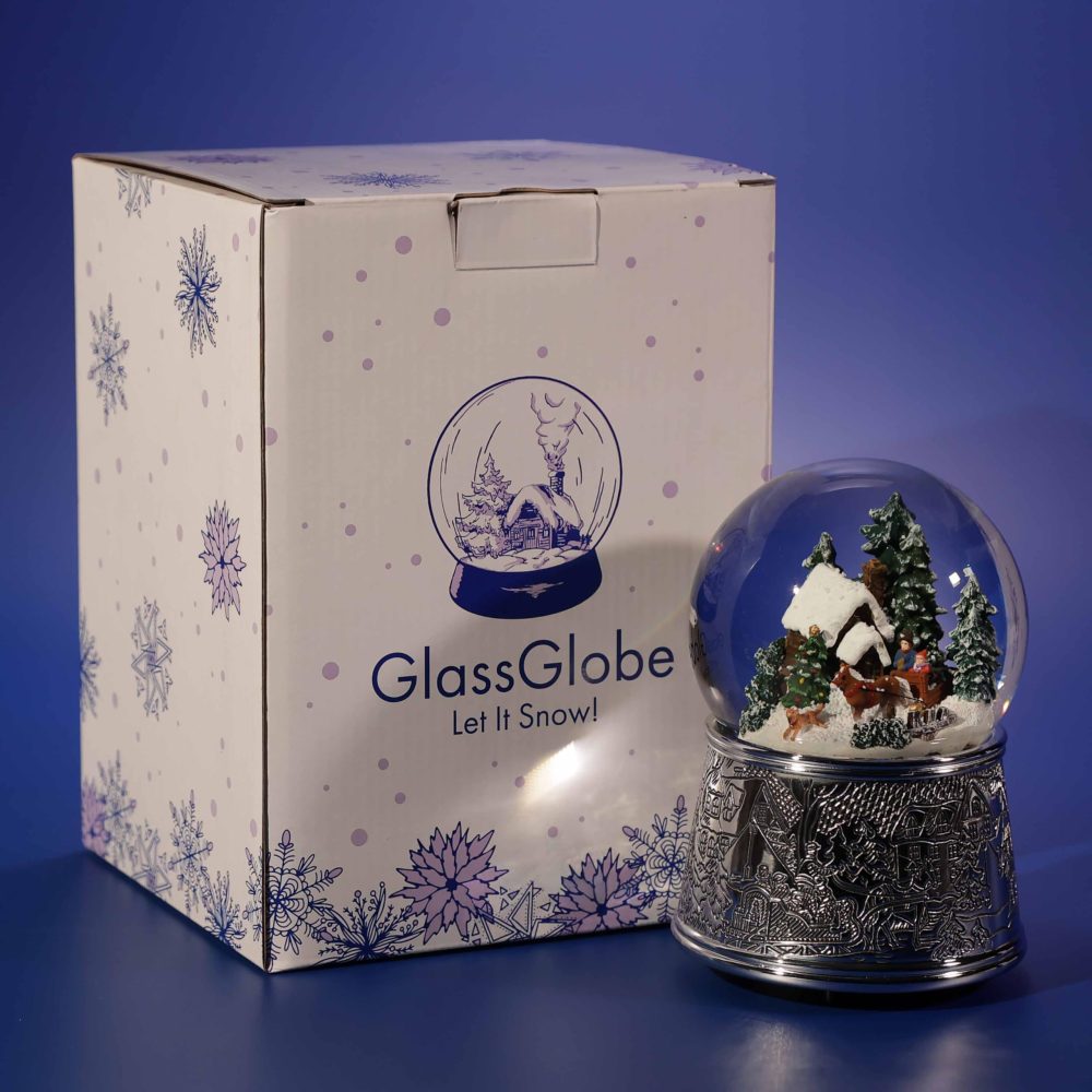 Musical Glass Christmas Snow Globe "Christmas Snowfall" with LED-Illuminated Windows and Swirling Snow. Battery Powered Christmas Decorations - Image 3