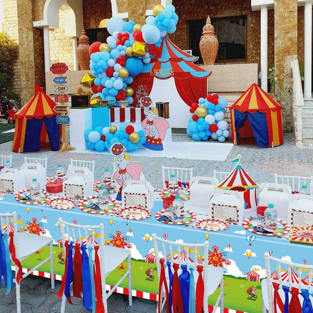 Carnival Party Supplies for 20 Decorations, Circus Tableware Set includes Carnival Paper Plates, Napkins, Welcome to Circus Tablecloth for Circus Carnival Party Decorations, Kids Birthday Party - Image 3