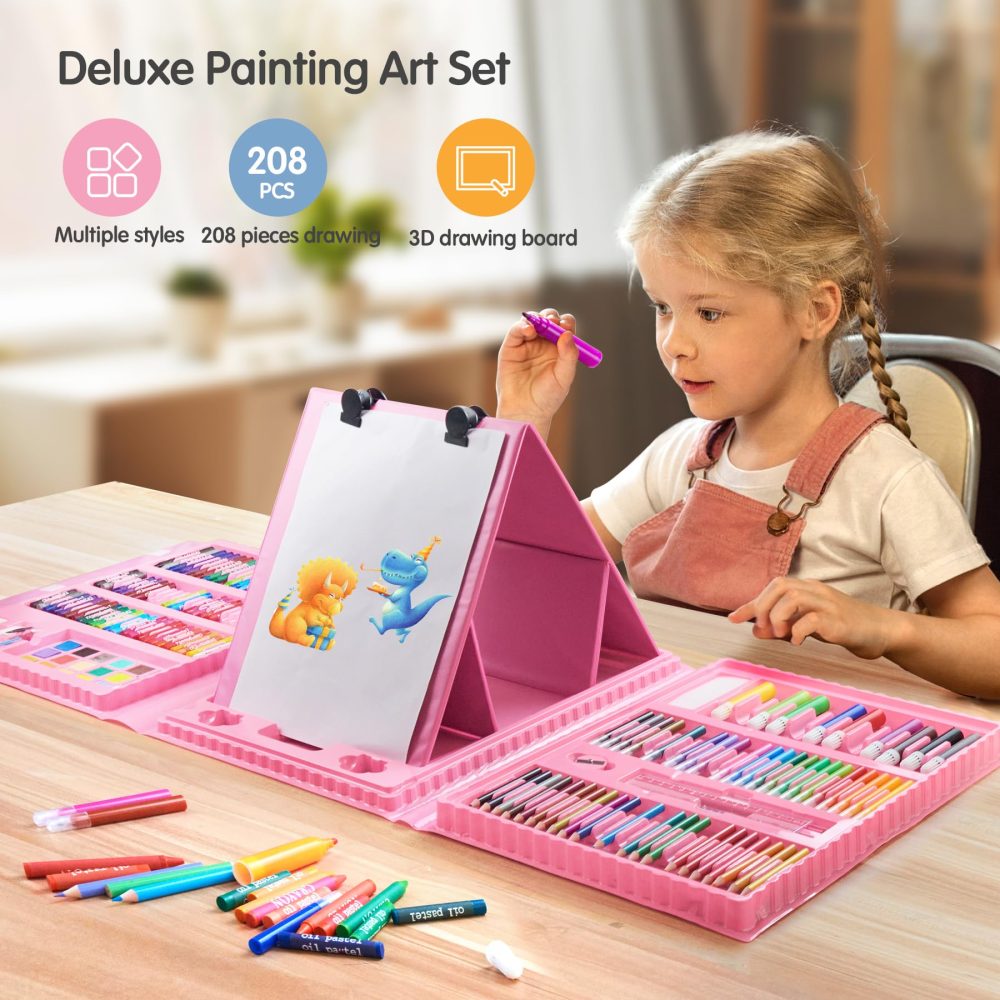 TOMMYHOME Drawing Kit 208PCS Deluxe Colouring Art Set for Kids 6-12 Drawing & Painting Set with Watercolour Drawing Colouring Pencils for Children Kid Girls Boys - Image 7