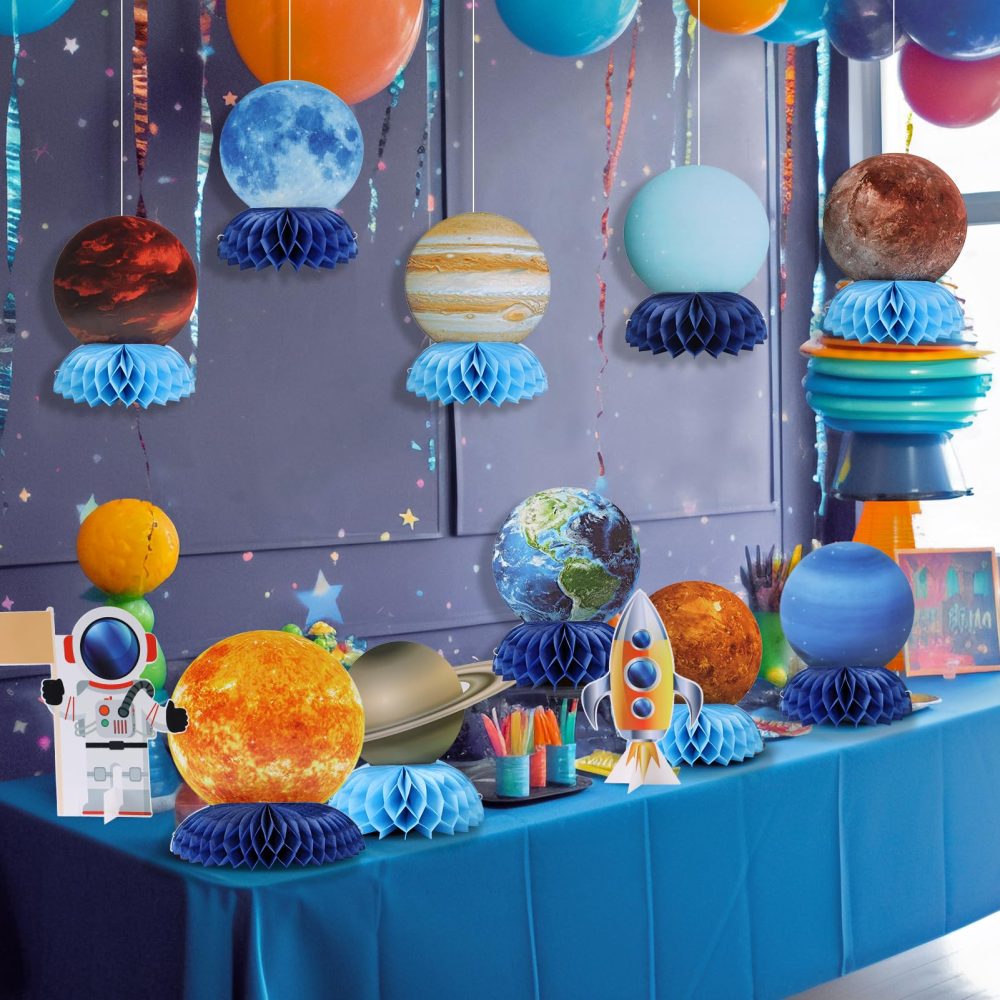 SUNBEAUTY 12 PCS Solar System Theme Honeycomb Centerpieces for Table Topper Outer Space Party Supplies Space Themed Party Decorations Space Birthday Decorations Galaxy Party Decorations - Image 6
