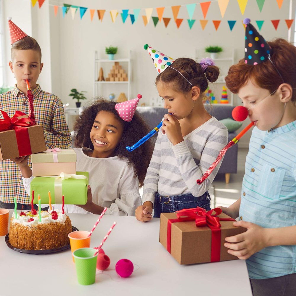 FRIUSATE 38 Pack Party Hats Set, 11PCS Birthday Party Cone Hats Lovely Crown with Pom Poms, 15PCS Colorful Party Blowouts, 12PCS Tassel Blowouts, Birthday Party Hat Decorations for Kids Adults - Image 4
