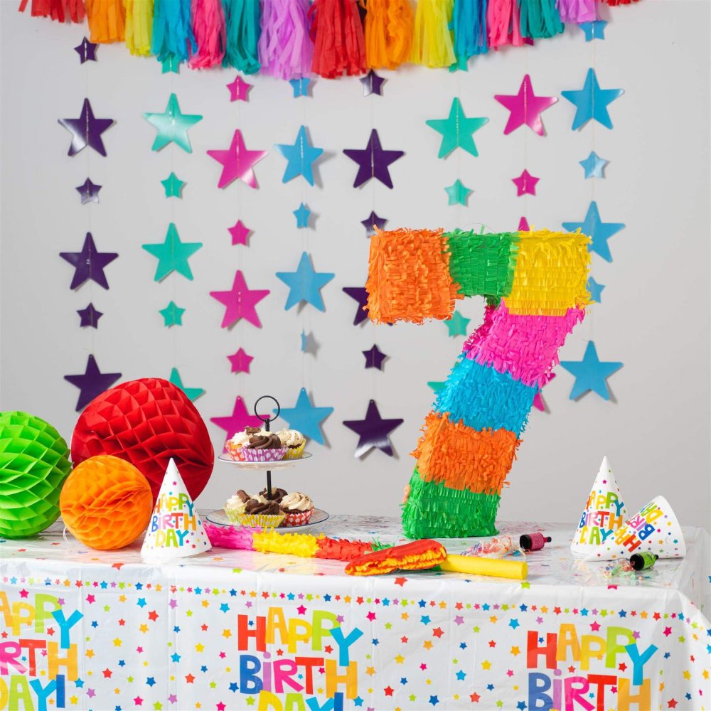 Fax Potato Number 7 Cardboard Pinata, Stick and Blindfold Set - Fill Your Own Kids Large Party Accessory Decoration - W35cm x D7.5cm x H50cm - Image 6