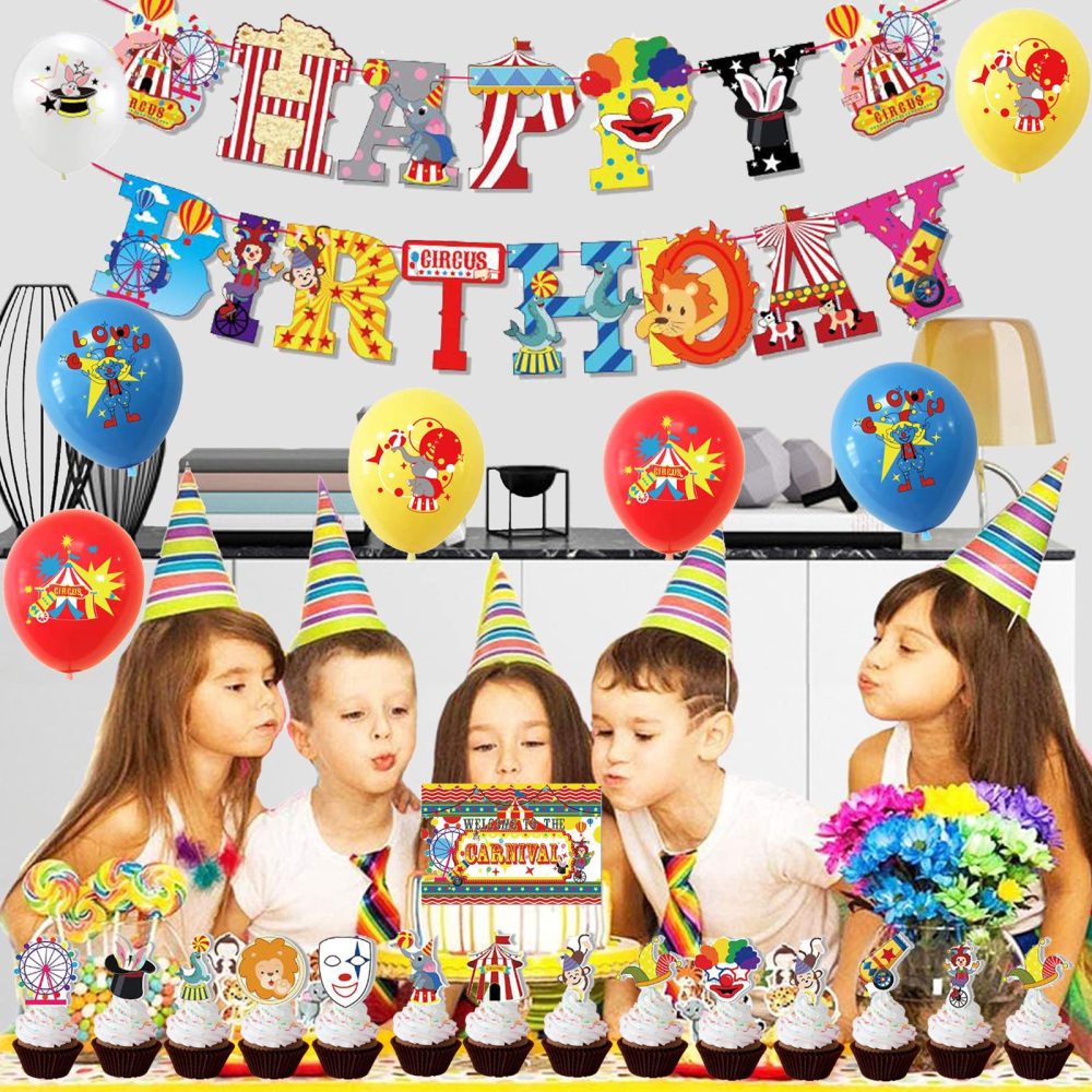 Party Supplies Circus Balloons Circus Banner Happy Birthday Circus Birthday Cake Toppers Circus Animal Balloons Birthday Carnival Circus Birthday Decorations Clown Balloon Decorations - Image 5