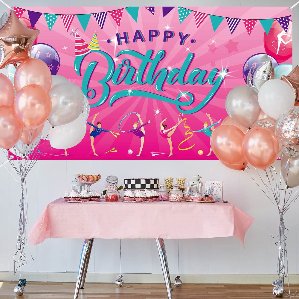 Gymnastics Birthday Party Decorations Gymnastics Photography Backdrops Gymnastics Party Decorations Girls Backdrop Gymnastics Party Supplies for Birthday Baby Girl Shower Party Supplies - Image 3