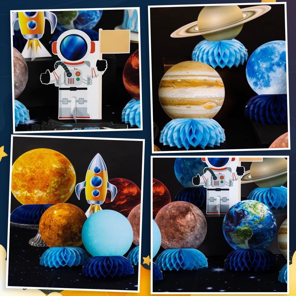 SUNBEAUTY 12 PCS Solar System Theme Honeycomb Centerpieces for Table Topper Outer Space Party Supplies Space Themed Party Decorations Space Birthday Decorations Galaxy Party Decorations - Image 4