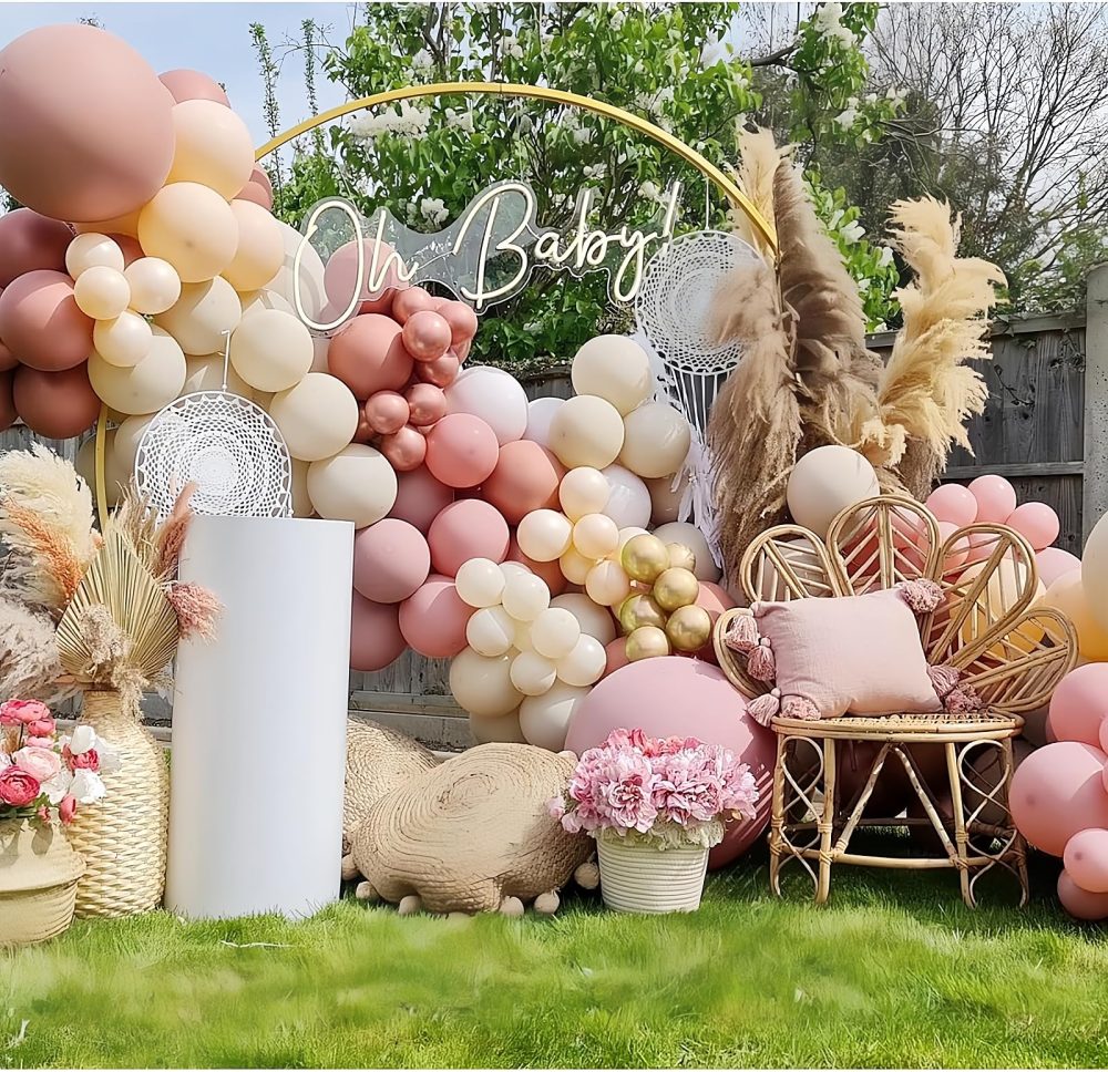 Rose Gold Balloon Arch Kit, 128 Pcs Pink Beige White Balloon Garland, Blush Pink Gold Nude Balloons for Boho Baby Shower Wedding Engagement Bridal Shower Birthday Party Decorations - Image 5