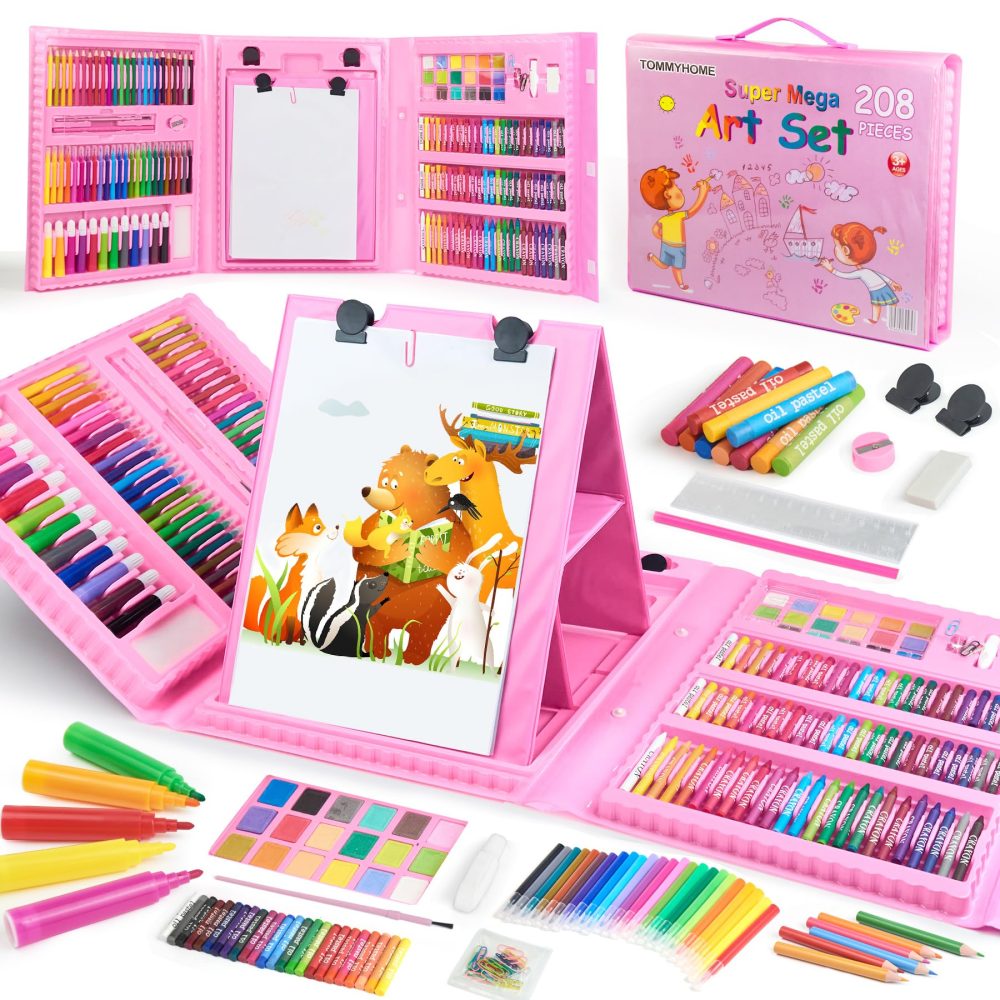 TOMMYHOME Drawing Kit 208PCS Deluxe Colouring Art Set for Kids 6-12 Drawing & Painting Set with Watercolour Drawing Colouring Pencils for Children Kid Girls Boys - Image 2