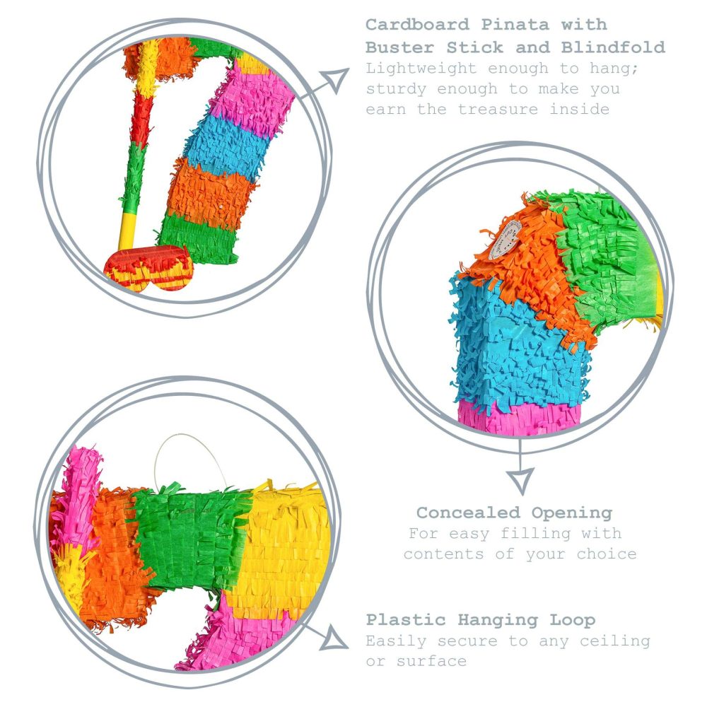Fax Potato Number 7 Cardboard Pinata, Stick and Blindfold Set - Fill Your Own Kids Large Party Accessory Decoration - W35cm x D7.5cm x H50cm - Image 8