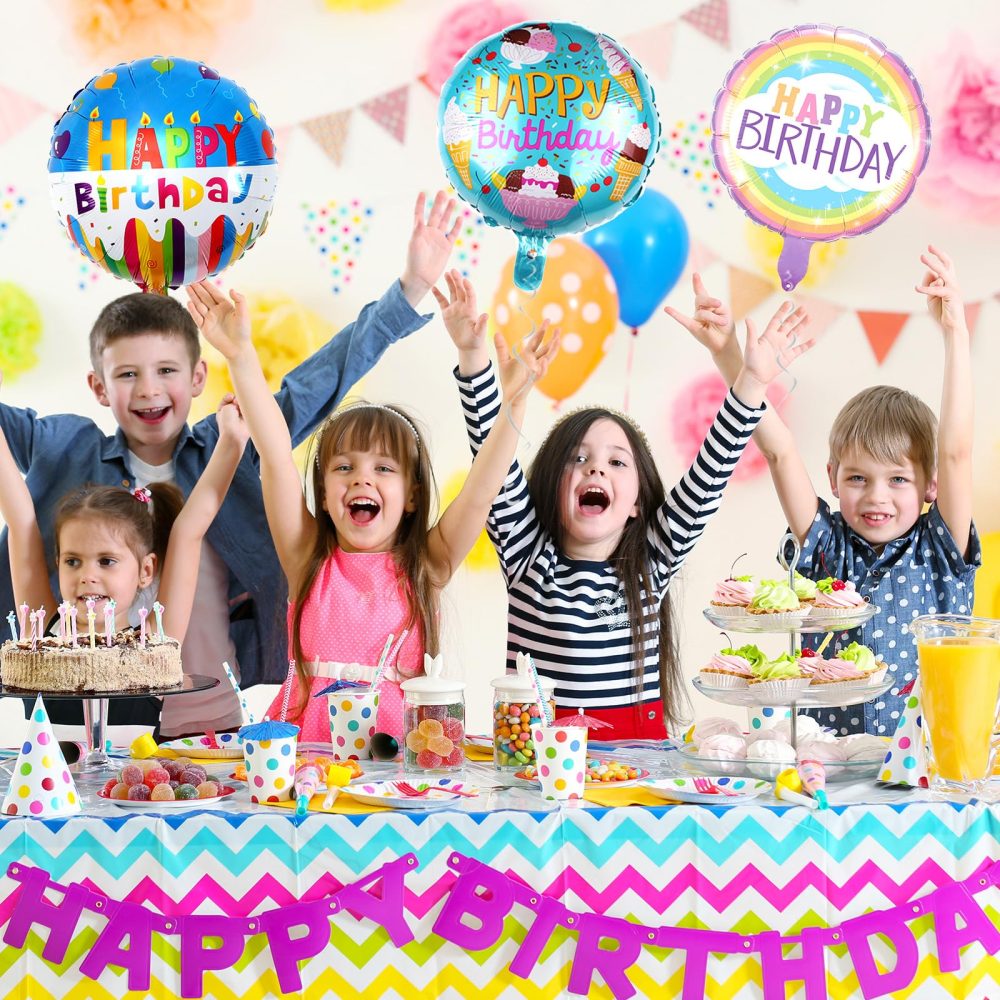 36PCS Happy Birthday Foil Balloons, 18" Round Mylar Helium Balloon Floating Inflatable Birthday Balloons for Birthday Parties Baby Shower Decoration Supplies - Image 4
