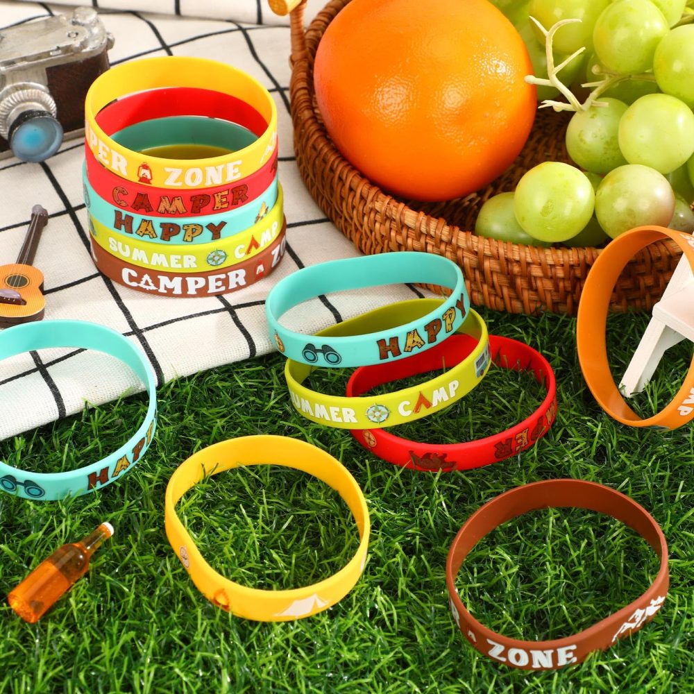 JUNEBRUSHS 42pcs Camping Party Favors Silicone Bracelets Summer Camping Theme Rubber Wristbands Accessories for Kids Adults Camping Adventure Birthday Party Decorations Gift Supplies - Image 4