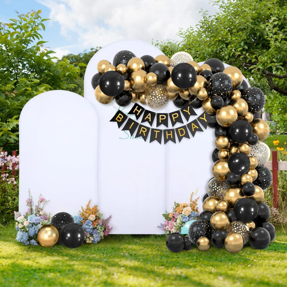 WenYa Black Gold Birthday Balloons Set, Birthday Party Balloons Kit, Black Gold Balloons for Women Men Boys Girls Birthday Party Decoration, Wedding, Graduation, Anniversary, Retirement, New Year - Image 5