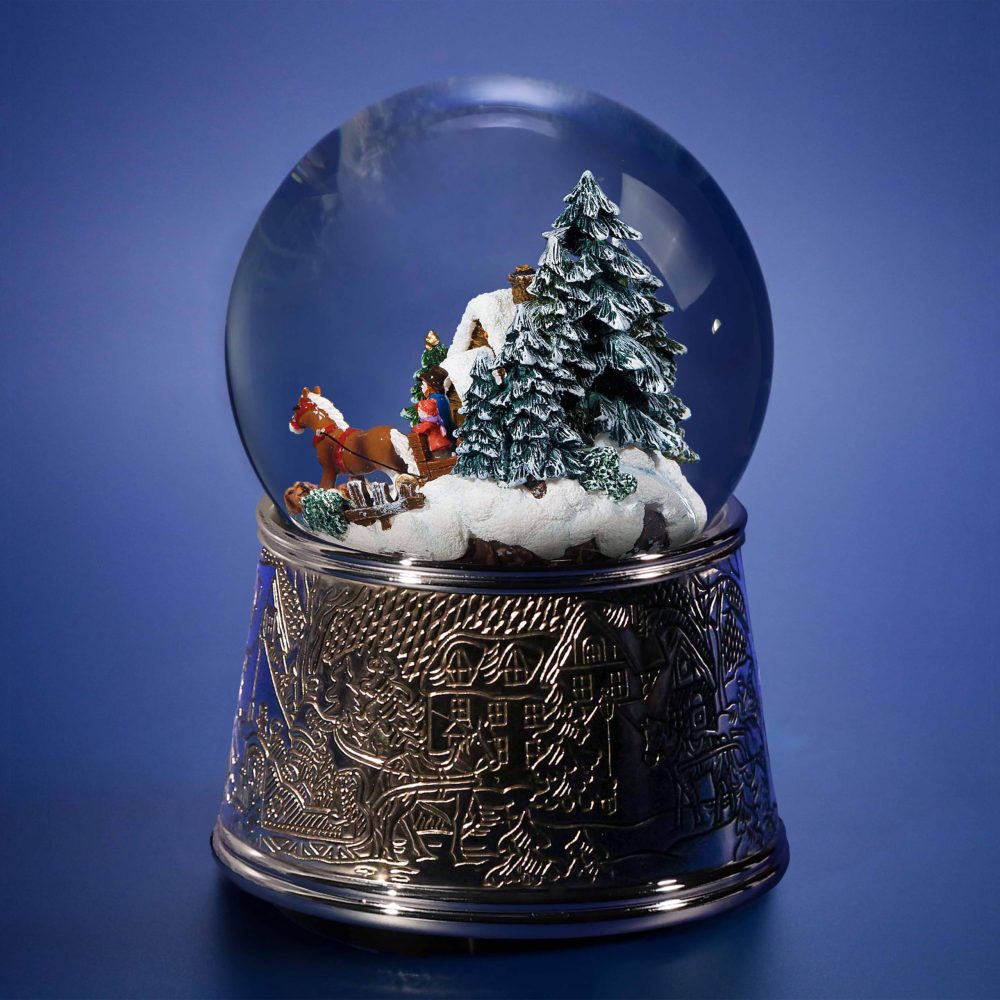 Musical Glass Christmas Snow Globe "Christmas Snowfall" with LED-Illuminated Windows and Swirling Snow. Battery Powered Christmas Decorations - Image 6