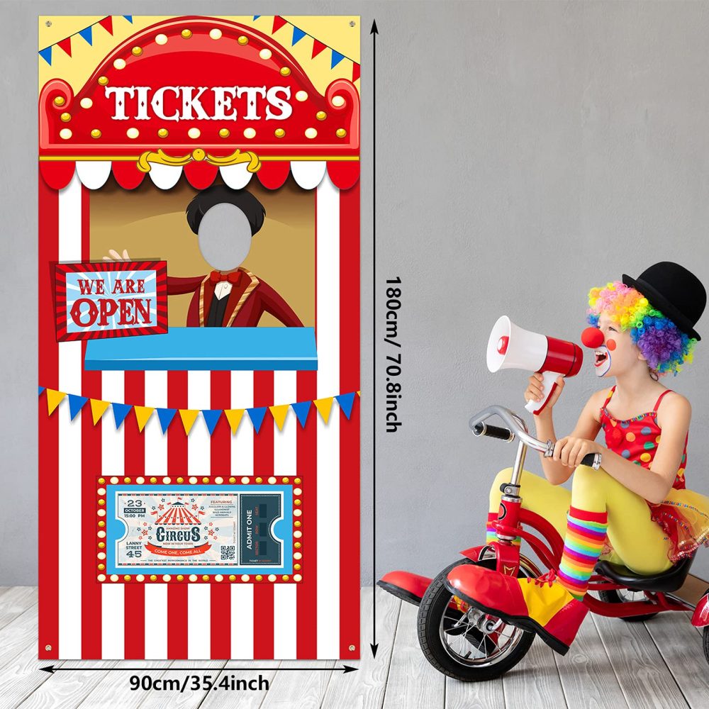 Carnival Circus Theme Party Decorations, Halloween Carnival Photo Door Banner Ticket Booth Backdrop Props, Large Photo Door Banner Door Hanging for Halloween Decorations Carnival Game Supplies - Image 7