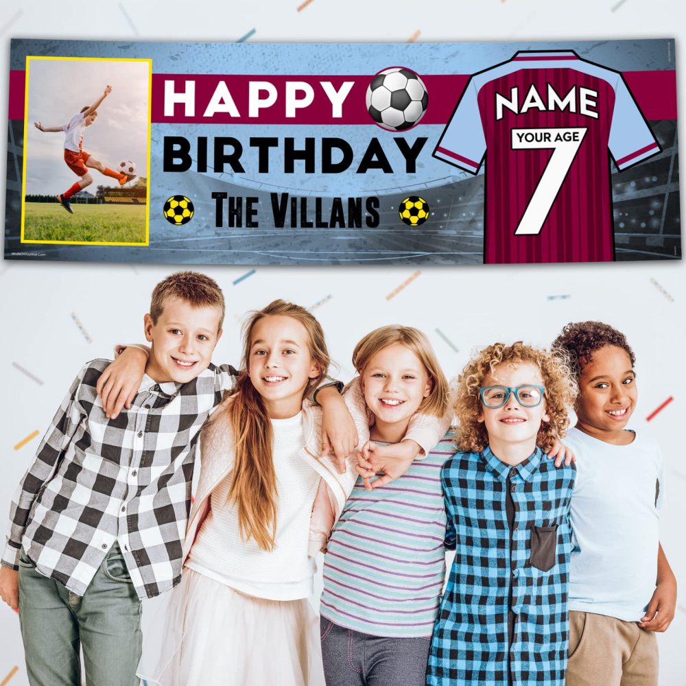 Personalised Photo Large Banner 2 x 6ft | Football Party| Football Happy Birthday Decorations | Kids Party | Birthday Boy Banner | Banners for Birthday Party | The Villians - Image 4
