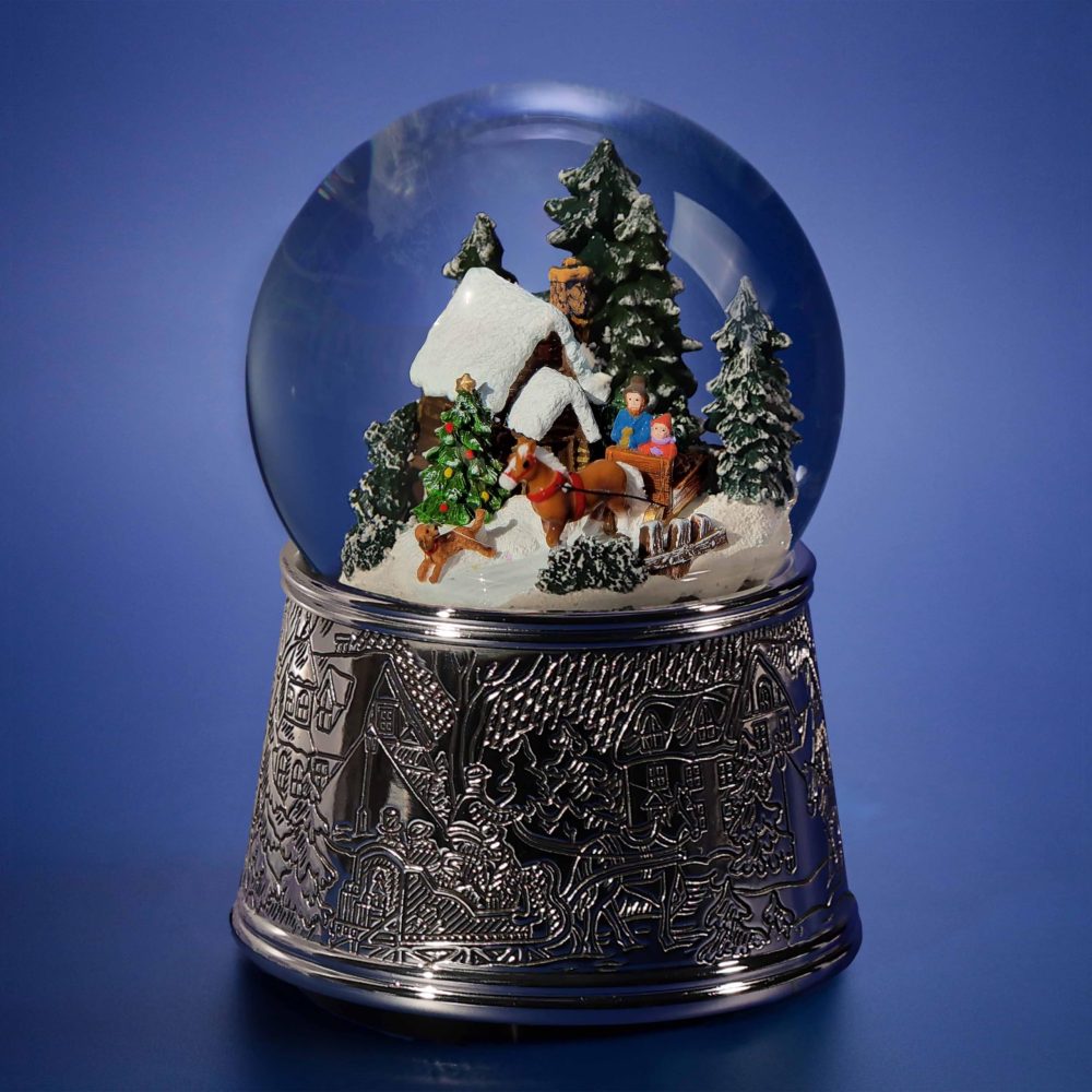 Musical Glass Christmas Snow Globe "Christmas Snowfall" with LED-Illuminated Windows and Swirling Snow. Battery Powered Christmas Decorations - Image 7