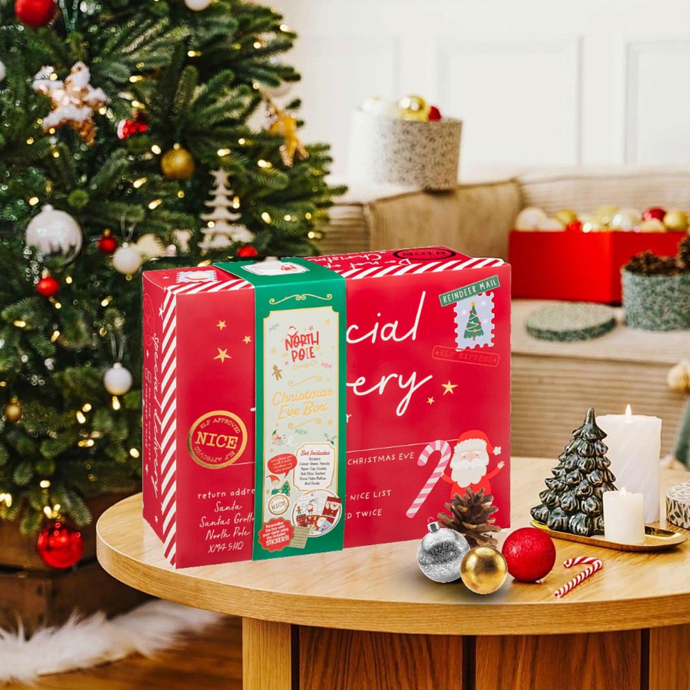Christmas Eve Box Gift Set - Hot Chocolate Mix with Cup, Pencils, Socks, Christmas Sweets & Toppings Christmas Eve Hamper Gift Box for Stocking Fillers Kids or Christmas Gifts with Topline Card - Image 5