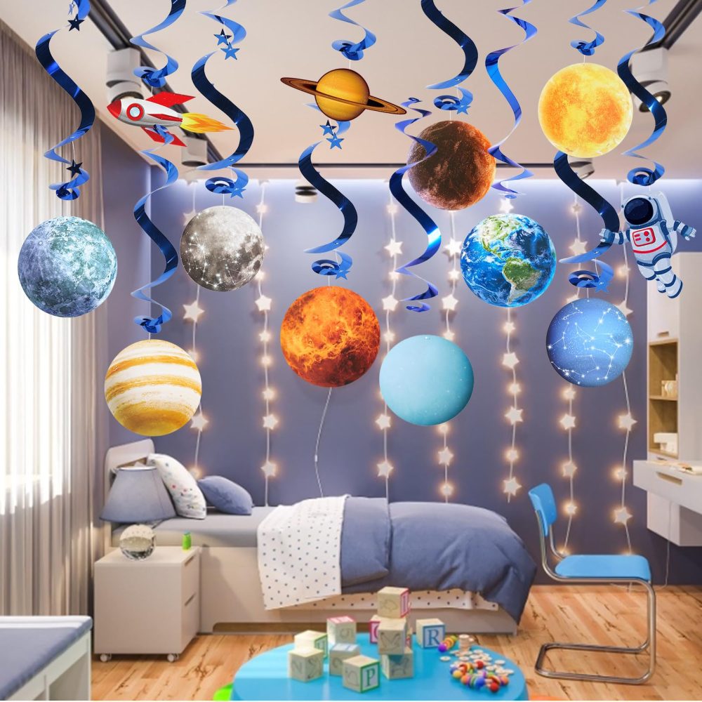 Easy Joy 10 Pcs Space Themed Party Decorations Space Party Decorations Outer Space Streamers Galaxy Party Planets for Kids Solar System - Image 5