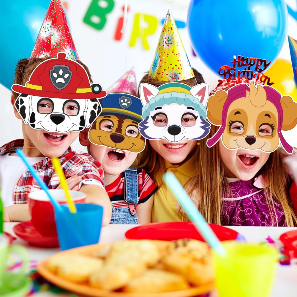 Deluisho Dog Patrol Party Bags, Party Bag Fillers for Kids, Dog Birthday Party Bags,Dog Paw Party Favours Set, Dog Party BirthdaySupplies, IncludingMasks, Stickers, Clap Rings, Badges, Drawstring Bags - Image 6