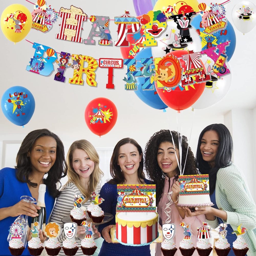 Party Supplies Circus Balloons Circus Banner Happy Birthday Circus Birthday Cake Toppers Circus Animal Balloons Birthday Carnival Circus Birthday Decorations Clown Balloon Decorations - Image 4