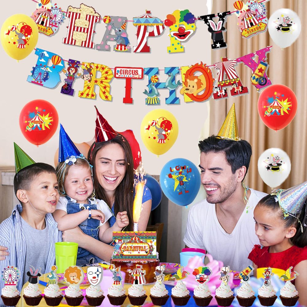 Party Supplies Circus Balloons Circus Banner Happy Birthday Circus Birthday Cake Toppers Circus Animal Balloons Birthday Carnival Circus Birthday Decorations Clown Balloon Decorations - Image 3