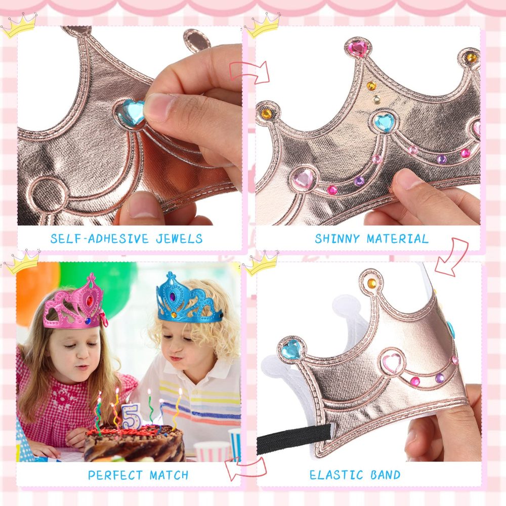 Yaomiao 44 Pcs Foam Crowns for Kids Princess Tiaras Crowns Bulk Diamond Sticker Making Kits for Birthday Party Supplies(Cute Style) - Image 5