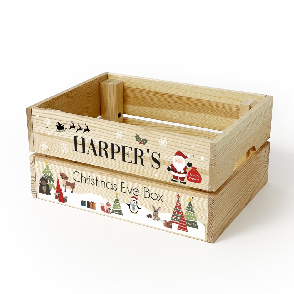 Personalised Children's Christmas Eve Crate, Wooden Christmas Eve Box For Kids - Image 6