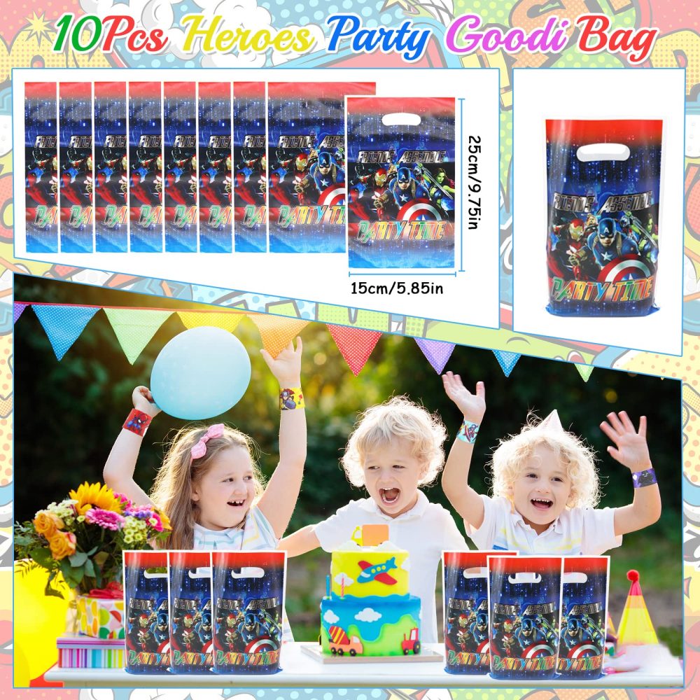 40Pcs Avenger Party Favors for Kids, Superhero Theme Party Supplies with Slap Bracelets Keychain Tattoos Stickers and Goodie Gift Bags Assorted Toys for Kids Boys Girls Birthday Party Decoration - Image 4
