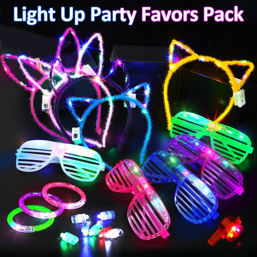 Light Up Toys Party Bag Fillers for Kids - Glow Party Supplies 65 Pack Led Birthday Party Favors for Kids Boys Girls, 5 Light Up Glasses 10 Bracelets 5 Flashing Headbands 5 Necklaces 40 Finger Lights - Image 3