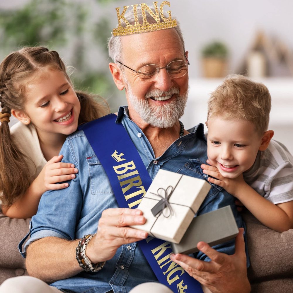 Popuppe 2 Pcs Birthday King Crown Birthday Boy Sash Adjustable Birthday King Crown Happy Birthday King Happy Birthday Party Supplies for Boys and Teens - Image 2
