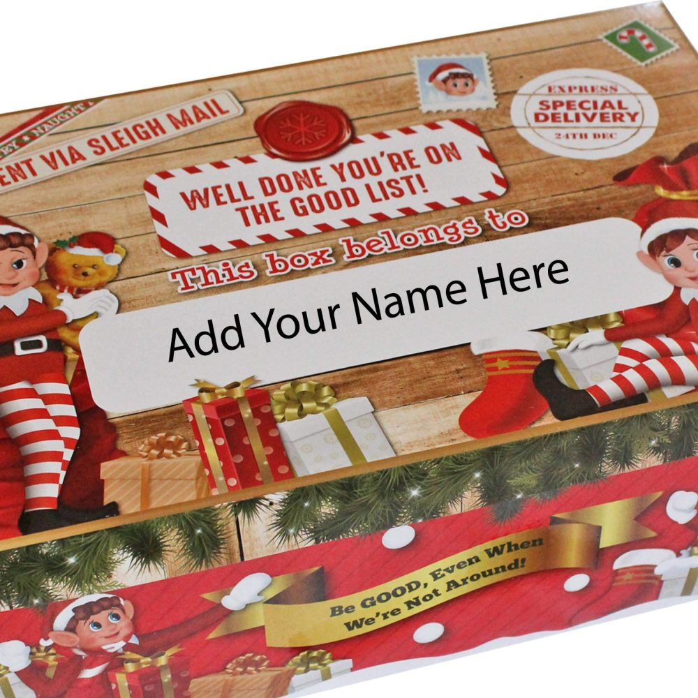 Widdle Wonderland Personalise Christmas Eve Gift Box Fun Elf Design/Flat Pack - 32cm x 20cm x 11cm - Image 2
