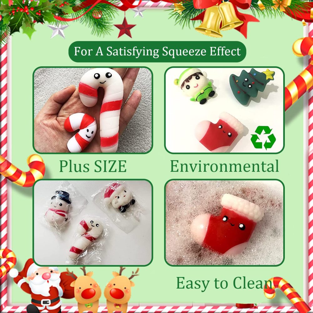 Large Christmas Mochi Squishy Toys Xmas Party Bag Fillers for Kids,6Pack Big Xmas Moochies Squishies Fidget Toy,Cute Kawaii Squeeze Moji Toy for Christmas Party Favors Treat Bags Stocking Filler Gifts - Image 5