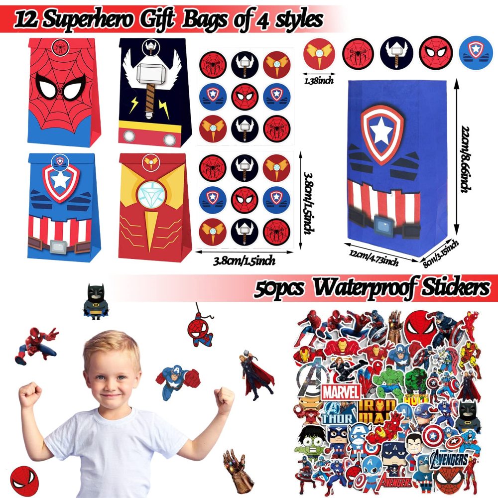Beamely 110Pcs Avenger Party Bag Fillers for Kids Boys Girls, Superhero Theme Assorted Pinata Toys with Slap Bands Masks Stickers Keychains Gift Bags Badges Lucky Dip Prize Favours for Birthday - Image 6