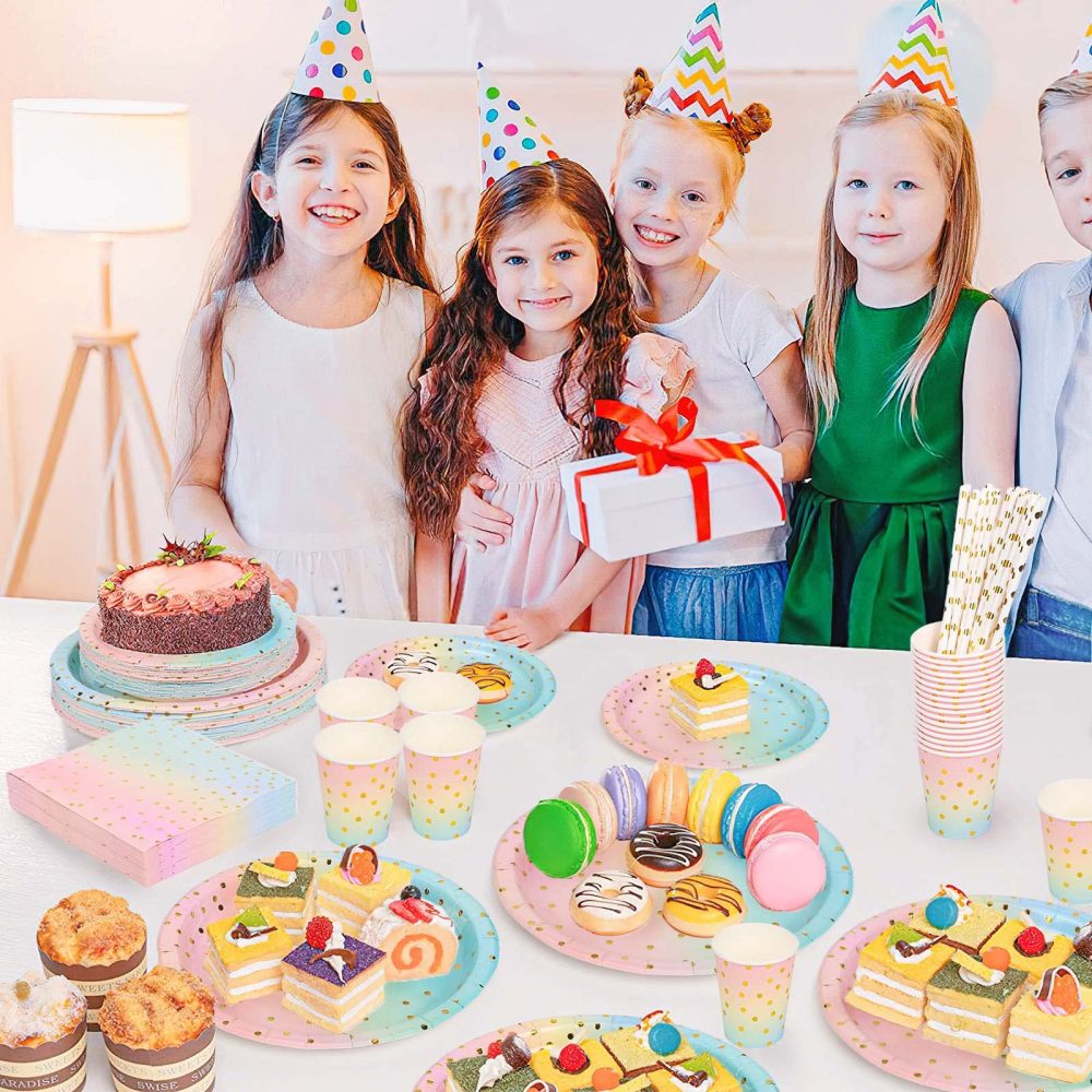 DUGEHO 101 Pcs Birthday Party Tableware Paper Plates Kids Birthday Set Including Tablecloth Plates Cups Napkins Straws for Baby Shower Birthday Wedding Party (20 Guests) - Image 6