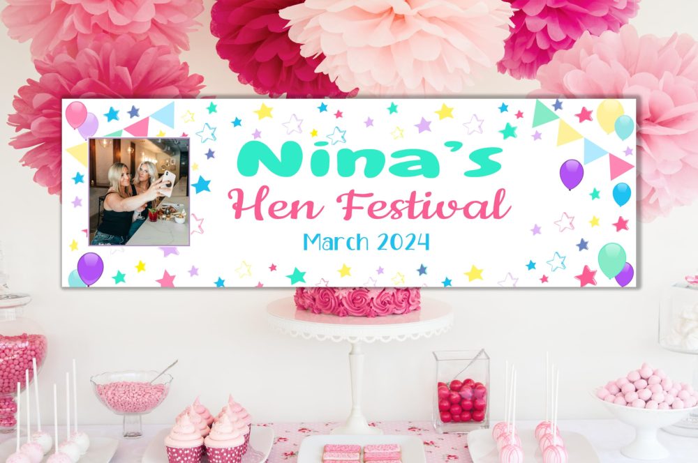 Large Personalised Banner Any Occasion Name with Photo for Men Women Boys Girls (6ftx2ft with PHOTO, Pastel Stars) - Image 3