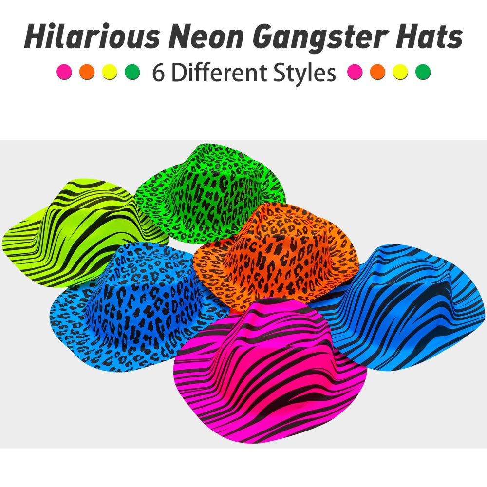 Aodaer 108 Pieces Neon Bright Party Set Neon Party Hats Kit Include Neon Gangster Hats Metallic Foil Tinsel Wigs Shutter Eyeglasses Colorful Boa Party Photo Booth Props Neon Party Supplies for Adult - Image 5