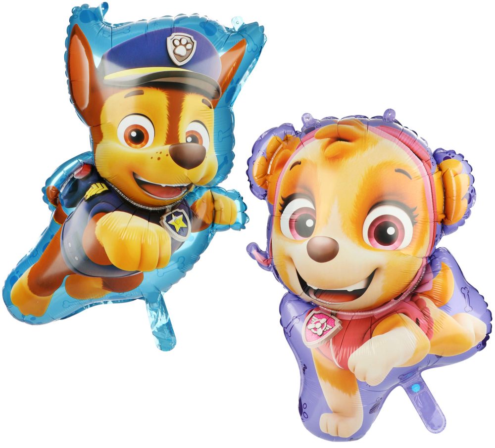 2x XXL foil balloon with motifs by Chase and Skye from "Paw Patrol" - Large foil balloon as decoration for children's birthdays and parties