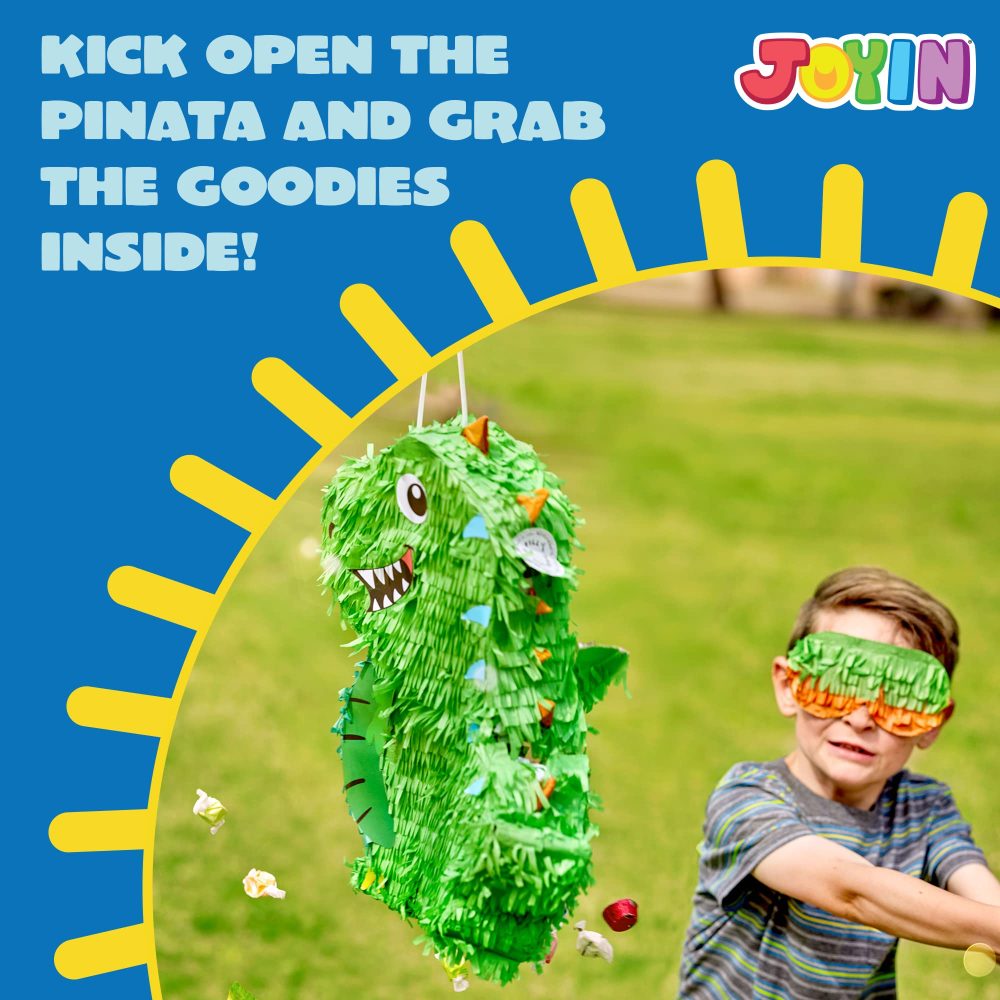 JOYIN Dinosaur Pinata with Plastic Bat and Paper Blindfold, Cinco De Mayo Party, Dinosaur Animal Theme Parties Decorations, Indoor or Outdoor fiesta - Image 4