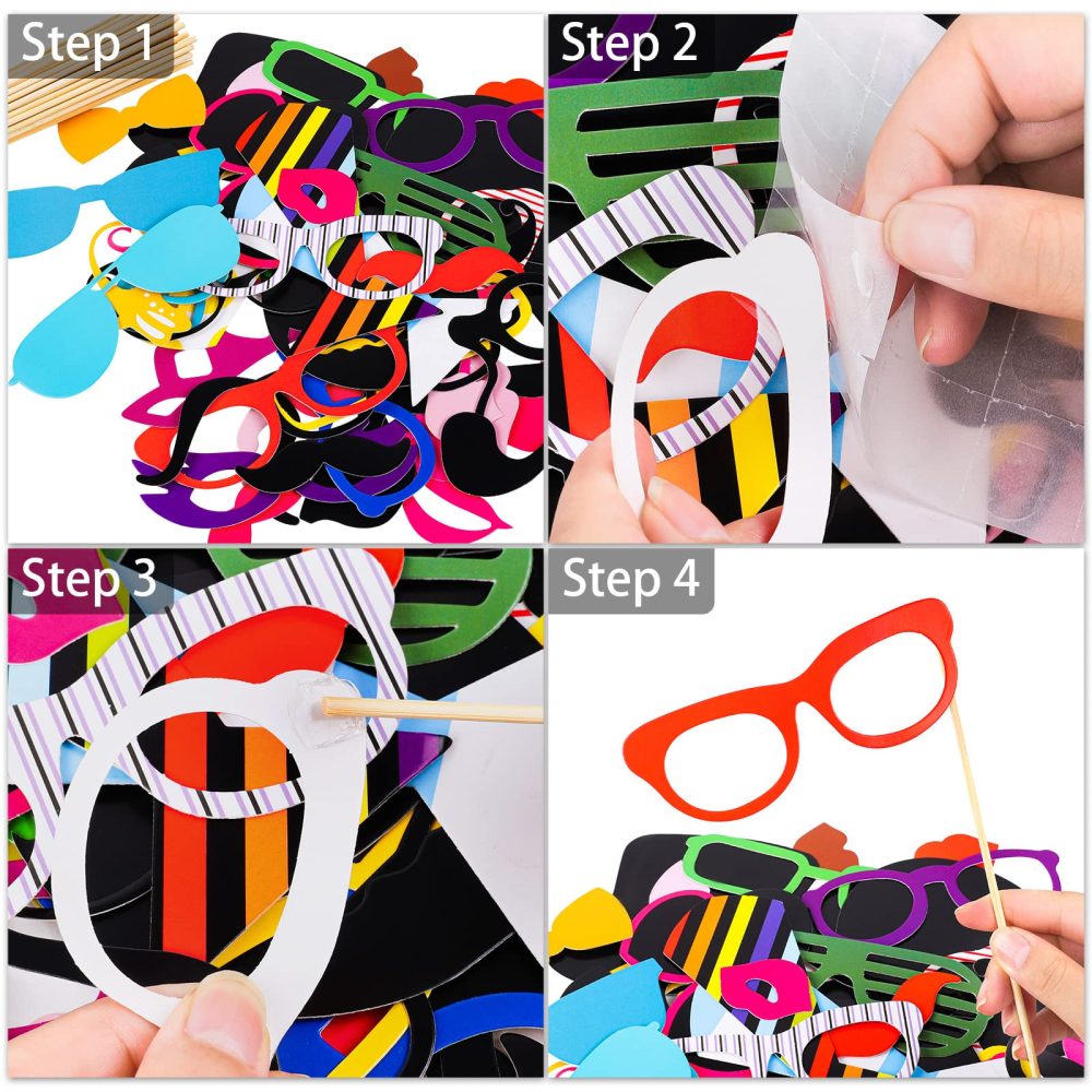 Aodaer 108 Pieces Neon Bright Party Set Neon Party Hats Kit Include Neon Gangster Hats Metallic Foil Tinsel Wigs Shutter Eyeglasses Colorful Boa Party Photo Booth Props Neon Party Supplies for Adult - Image 4