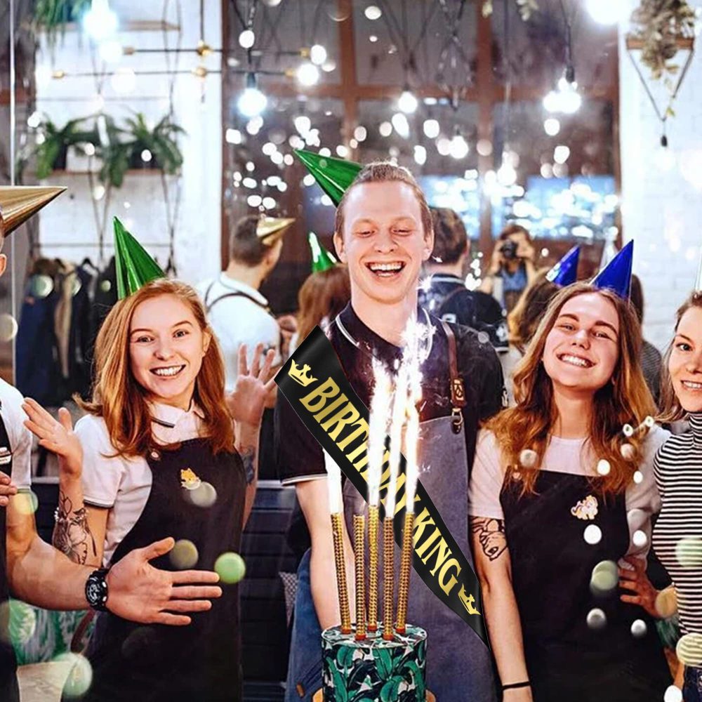 IRYNA Birthday King Sash, Black Birthday Sash with Gold Letter Birthday King for Men, Happy Birthday Banner Birthday Party Decorations, Great Birthday Gifts for Men Adults Kids - Image 3